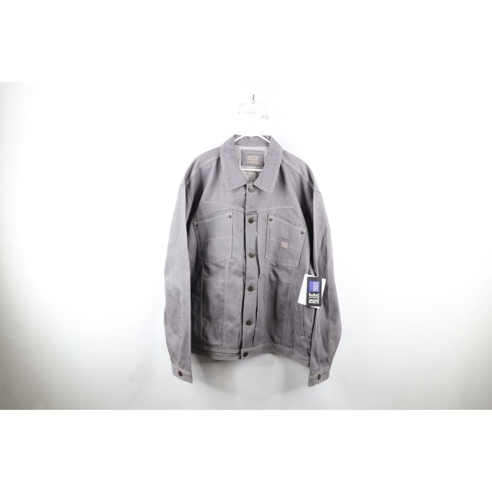 NOS Vintage 90s Marithe Francois Girbaud Mens 3XL Denim Trucker Jacket Gray